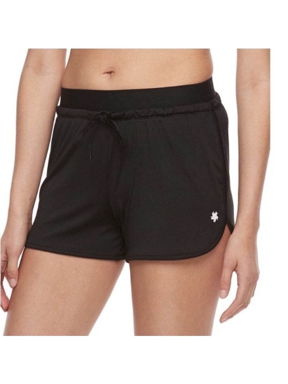 Women's Tek Gear DryTek Black Mid-Rise Dolphin Hem Shorts L